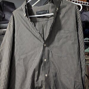 Bloomingdale's The Men's Store Check Non Iron 100%Cotton Long Sleeve Shirt XL